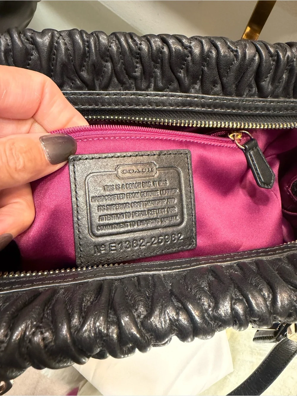 Coach Black Quilted-Textured Leather Shoulder Bag